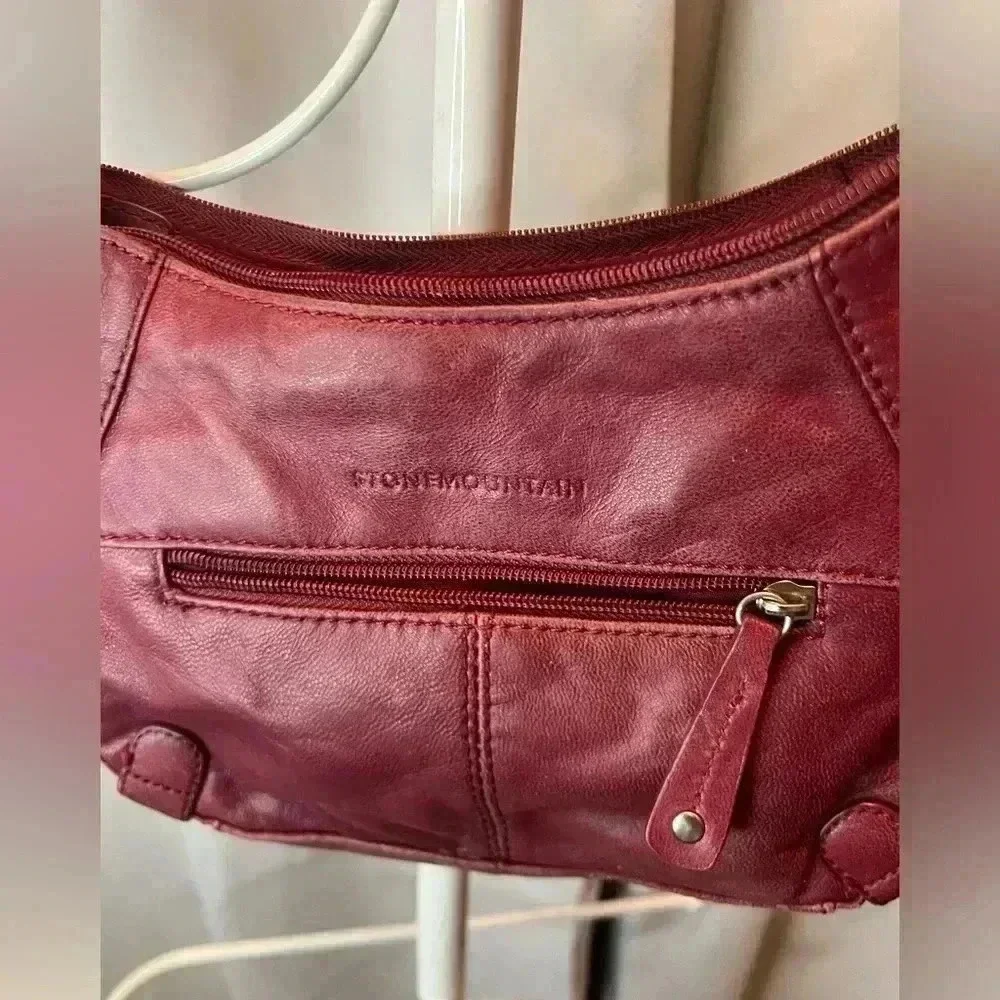 Red leather Stone Mountain Hobo Bag